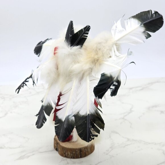 Native American Kachina Doll Eagle Handmade Feather Fur Wood Southwestern Art - Picture 4 of 11